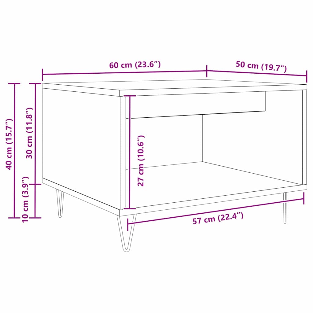 Couchtisch Artisan-Eiche 60 x 50 x 40 cm Holzwerkstoff