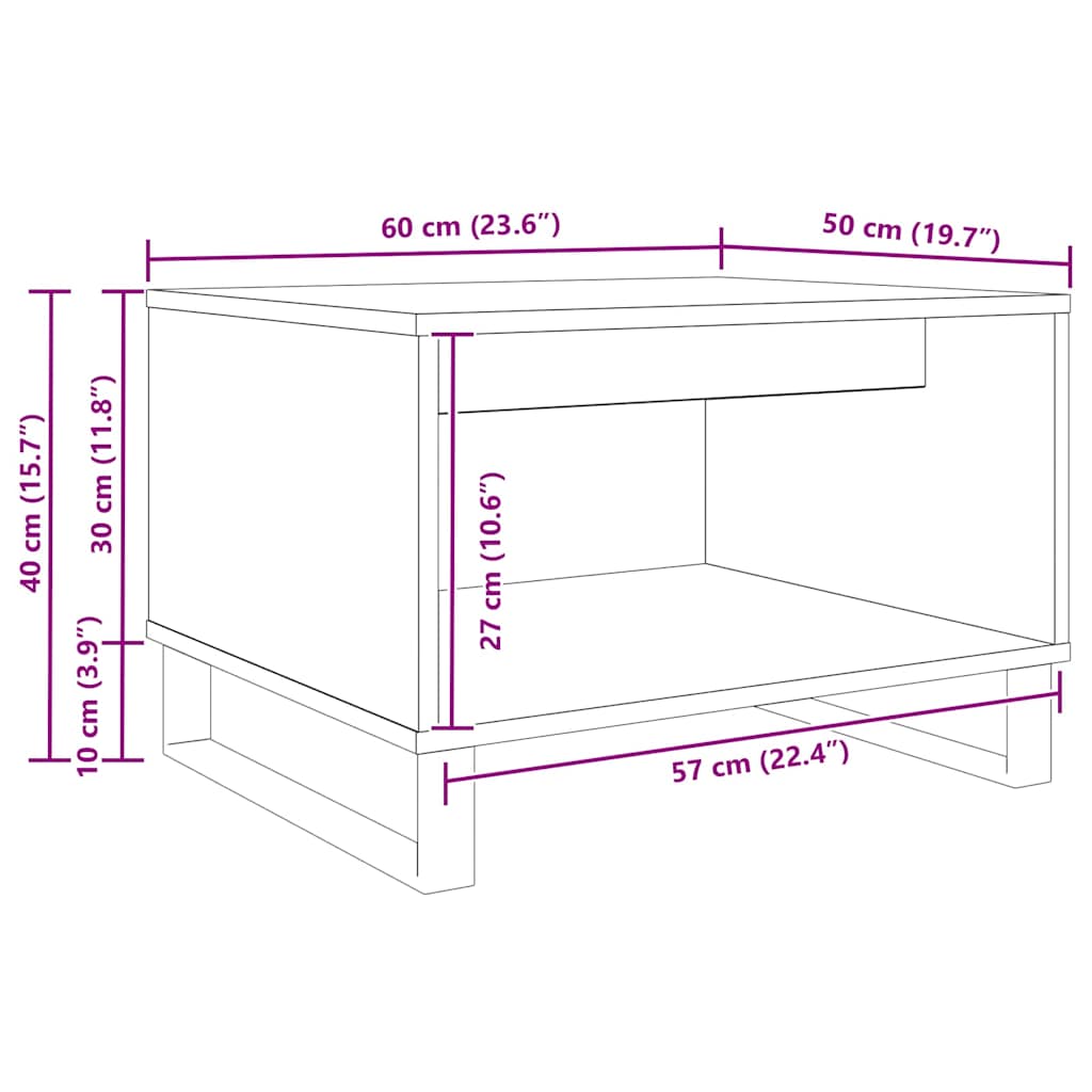 Couchtisch Schwarz Eichen-Optik 60 x 50 x 40 cm Holzwerkstoff