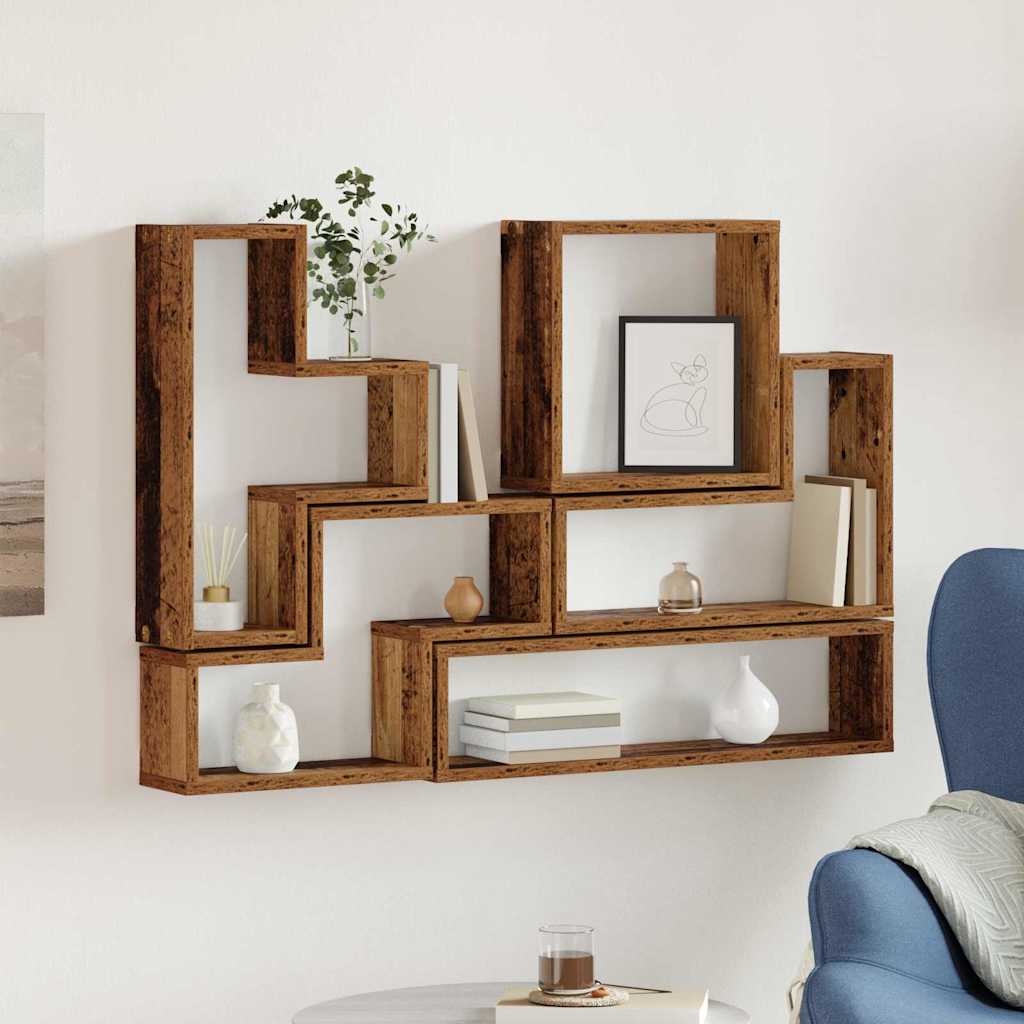 Wandregal Wandmontiert mit Speicher Altholz 96 x 12 x 64 cm