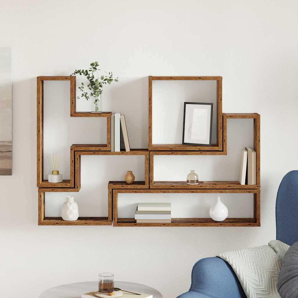 Wandregal Wandmontiert mit Speicher Altholz 96 x 12 x 64 cm