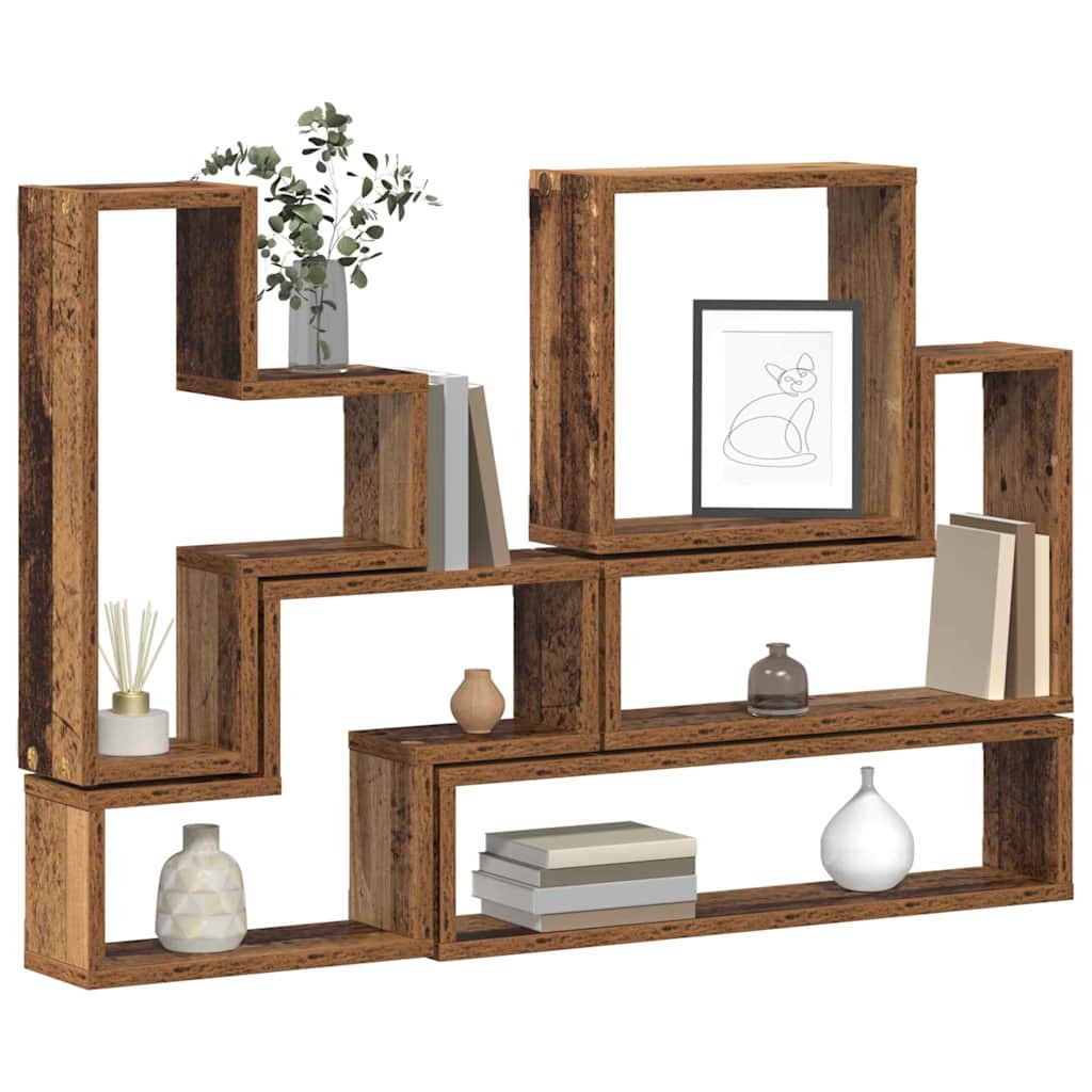Wandregal Wandmontiert mit Speicher Altholz 96 x 12 x 64 cm