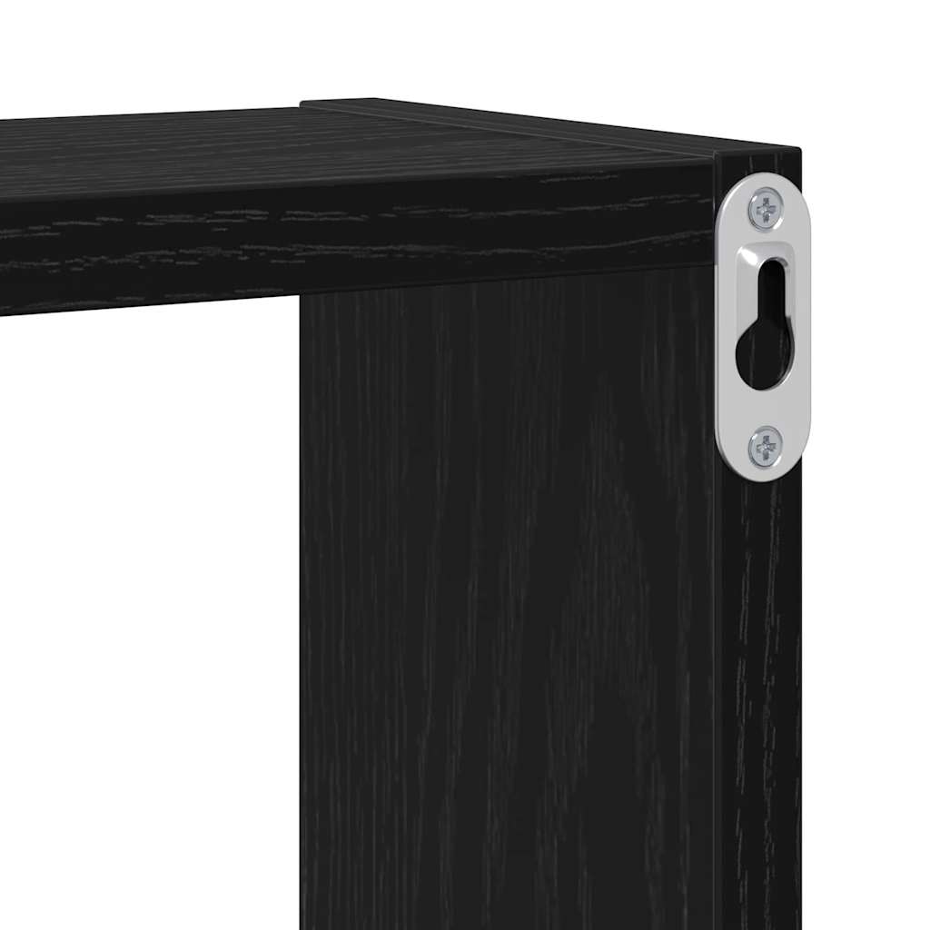 Wandregal Wandmontiert Schwarz Eichen-Optik 96 x 12 x 64 cm