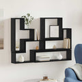 Wandregal Wandmontiert Schwarz Eichen-Optik 96 x 12 x 64 cm