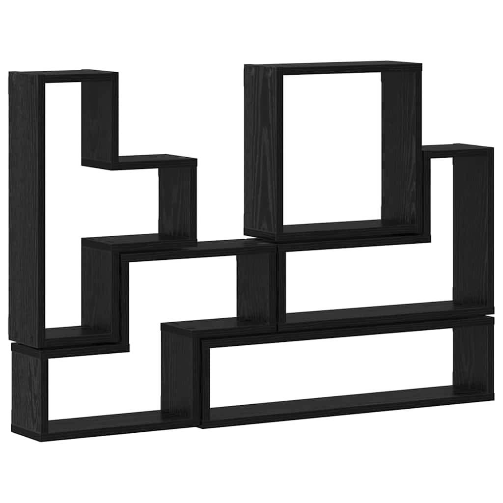 Wandregal Wandmontiert Schwarz Eichen-Optik 96 x 12 x 64 cm