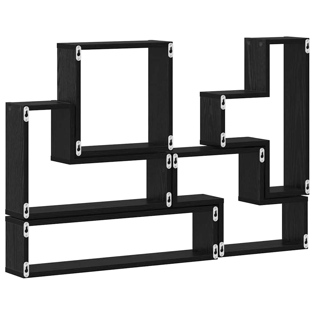 Wandregal Wandmontiert Schwarz Eichen-Optik 96 x 12 x 64 cm