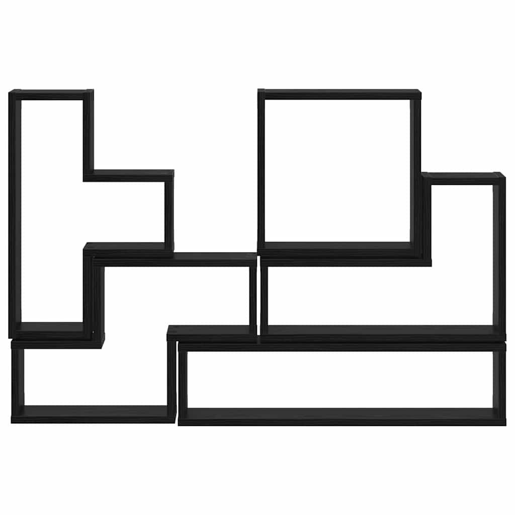 Wandregal Wandmontiert Schwarz Eichen-Optik 96 x 12 x 64 cm