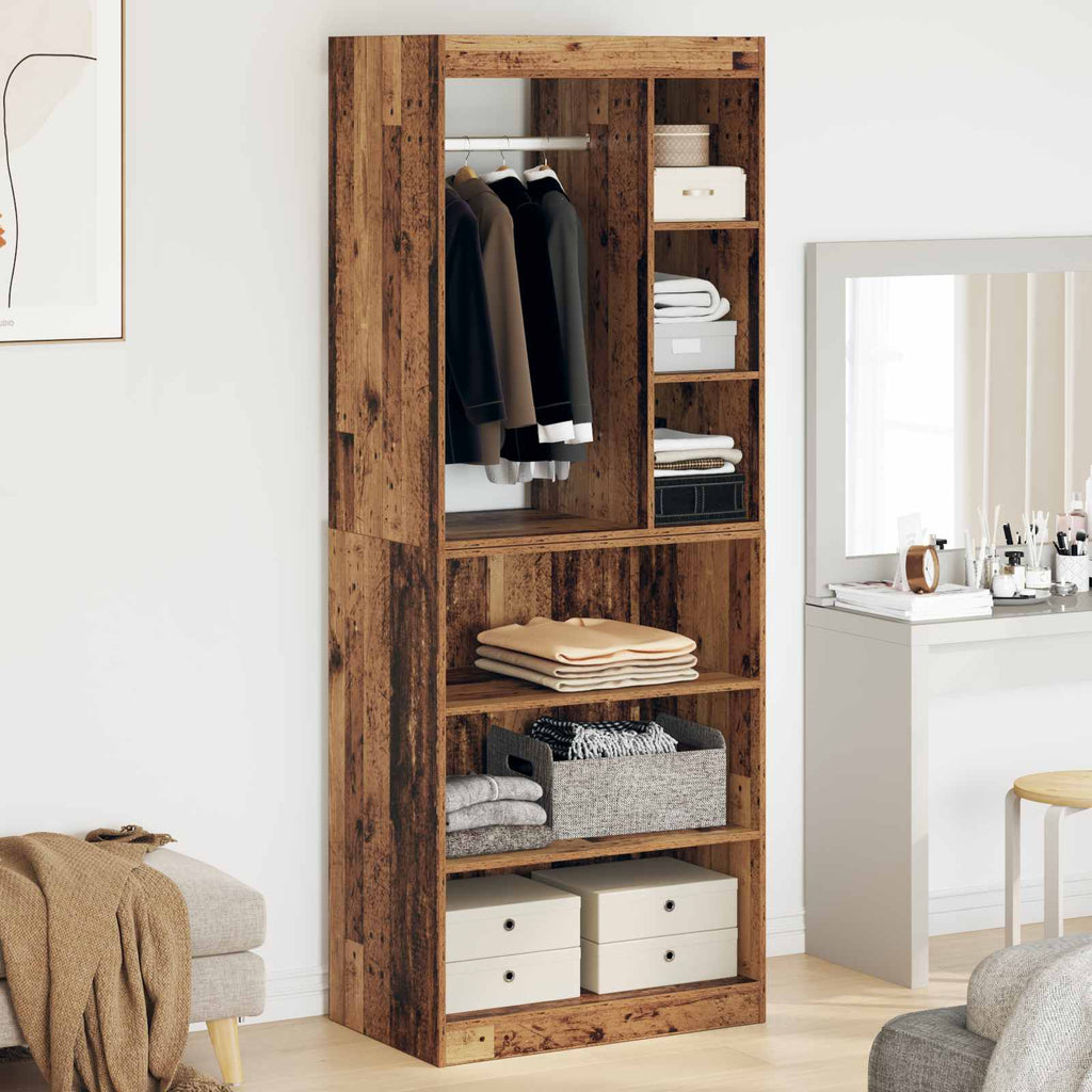 Kleiderschrank mit Regal mit Speicher Altholz 77 x 48 x 102 cm