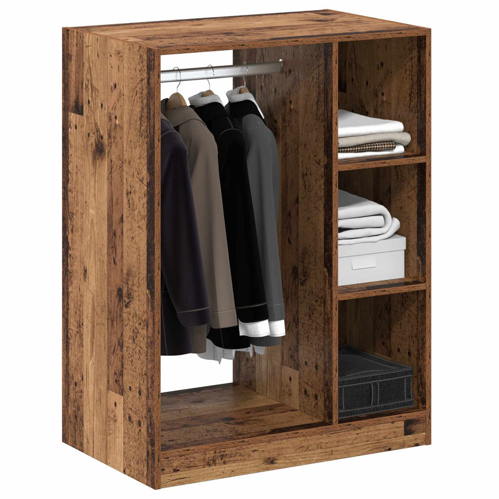 Kleiderschrank mit Regal mit Speicher Altholz 77 x 48 x 102 cm