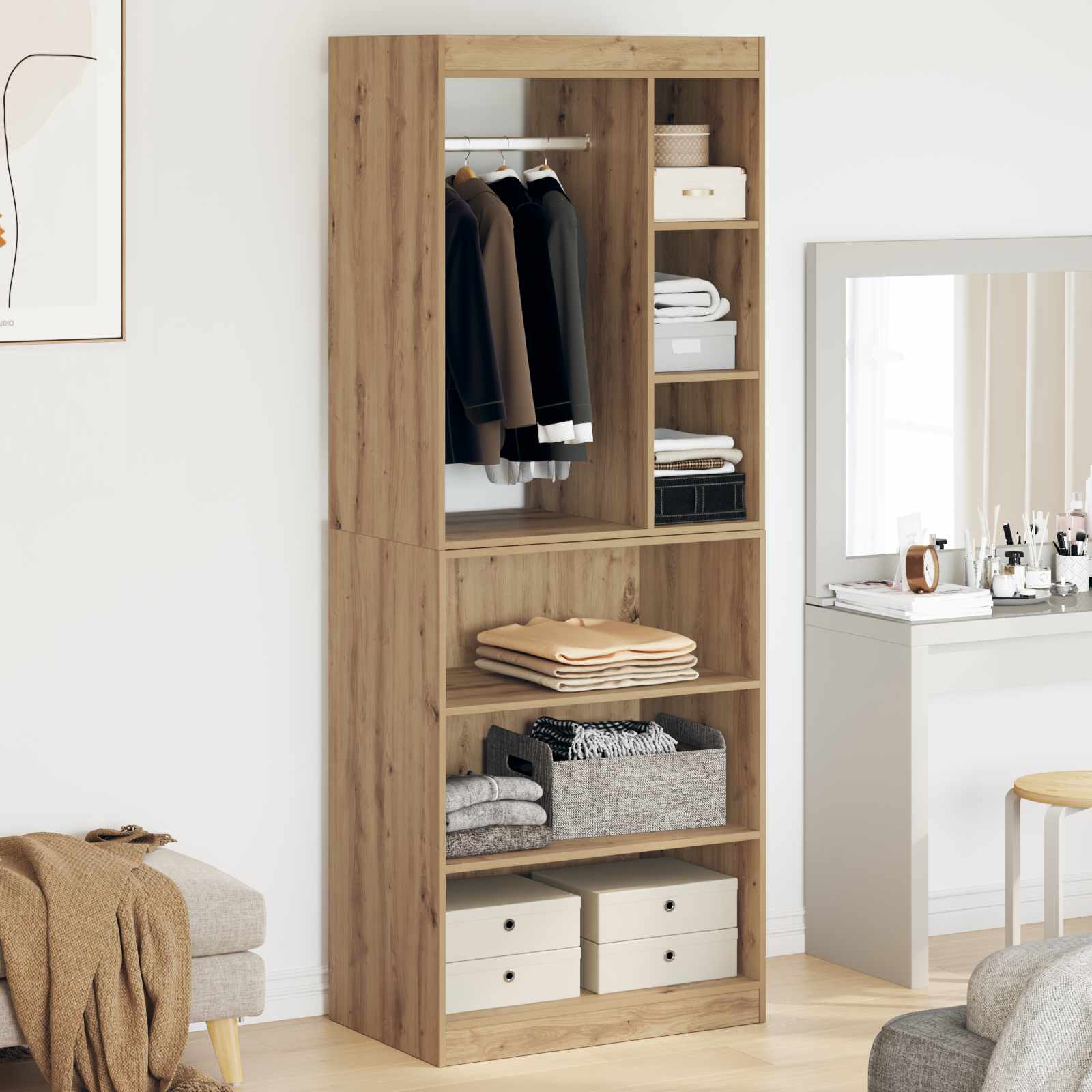 Kleiderschrank mit Regal Artisan-Eiche 77 x 48 x 102 cm
