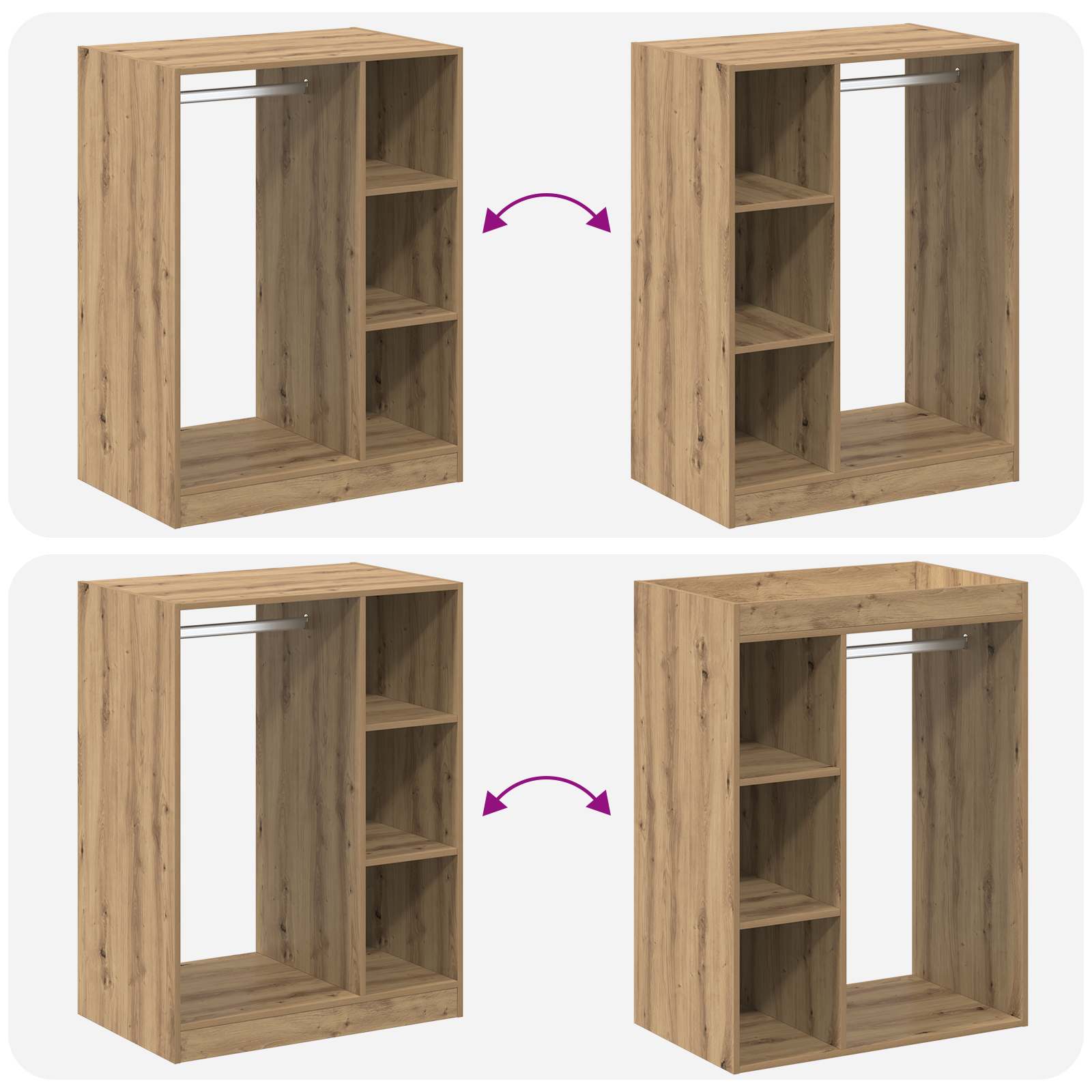Kleiderschrank mit Regal Artisan-Eiche 77 x 48 x 102 cm