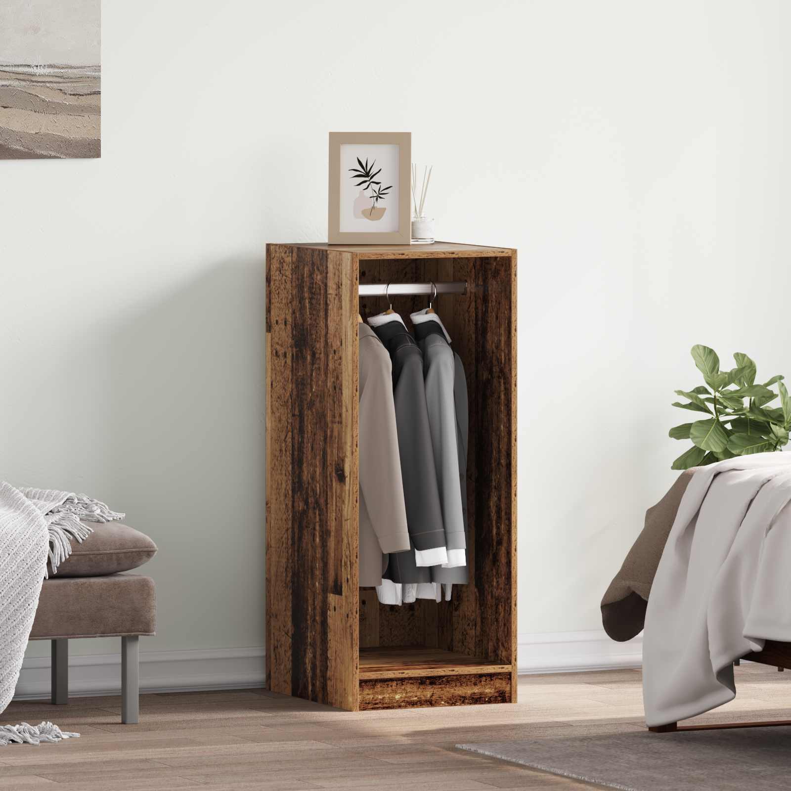 Kleiderschrank mit Regal mit Speicher Altholz 41 x 48 x 102 cm