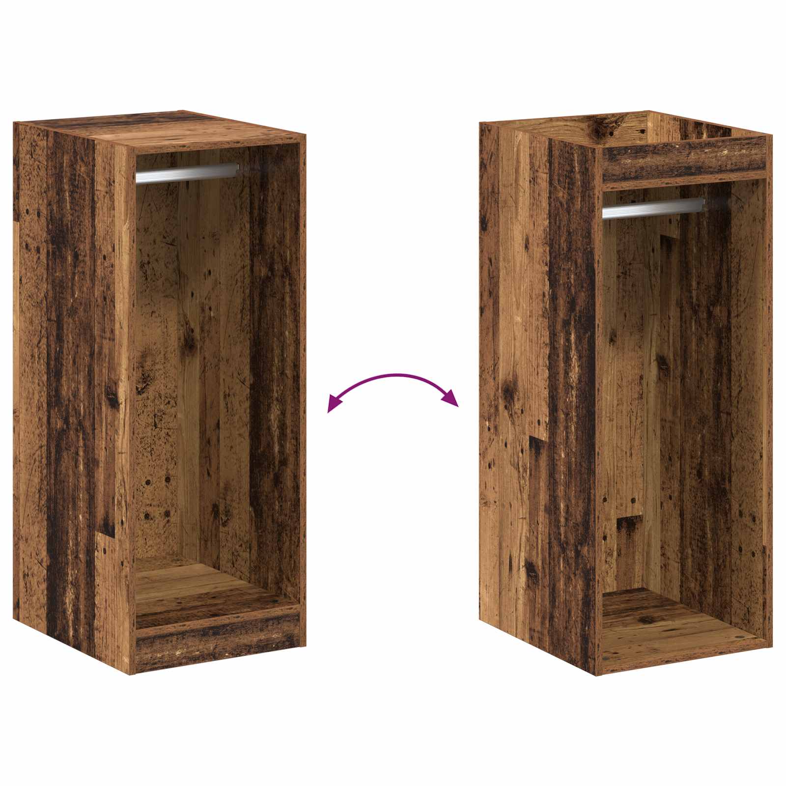 Kleiderschrank mit Regal mit Speicher Altholz 41 x 48 x 102 cm