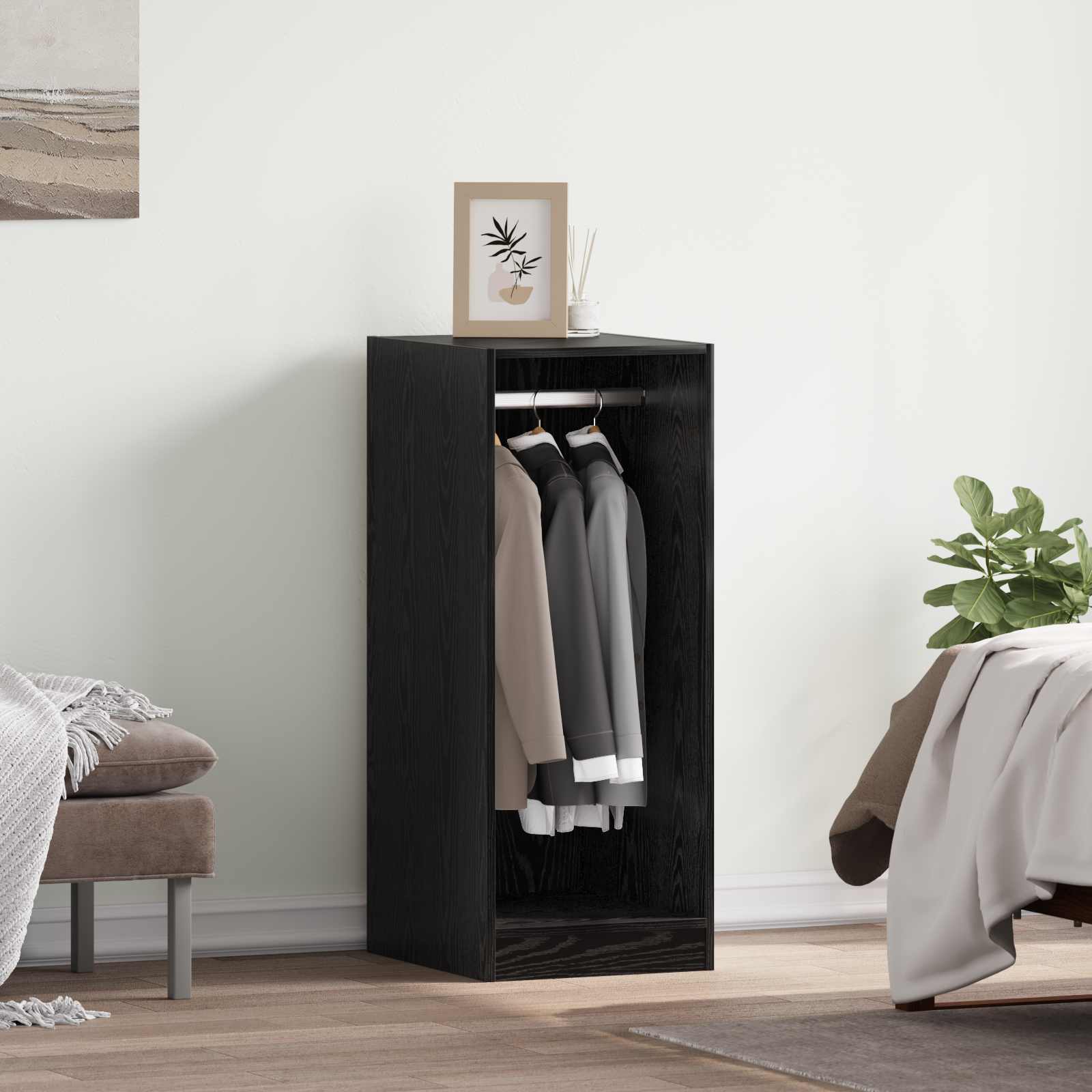 Kleiderschrank mit Regal Schwarz Eichen-Optik 41 x 48 x 102 cm