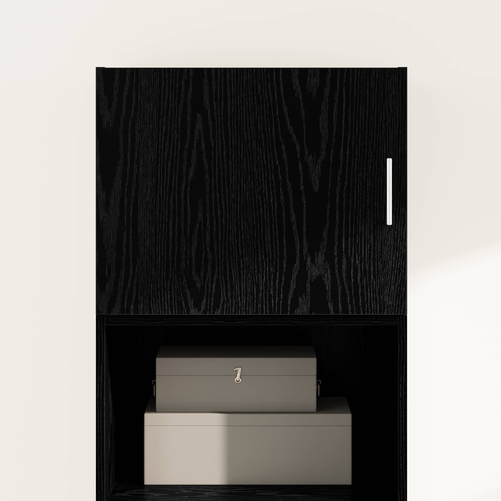 Wandschrank Wandmontiert Schwarz Eichen-Optik 50 x 42,5 x 40 cm