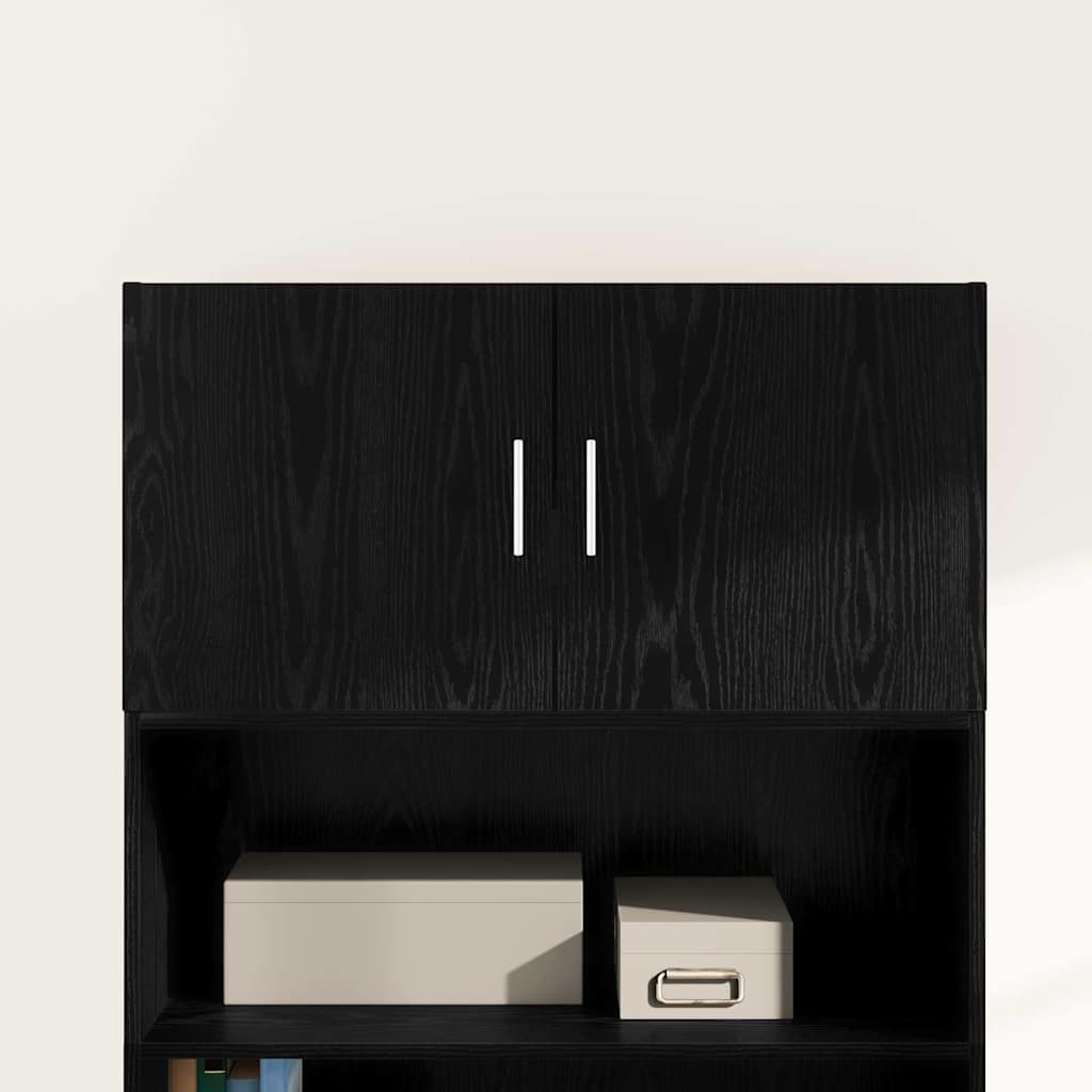 Wandschrank Wandmontiert Schwarz Eichen-Optik 80 x 42,5 x 40 cm