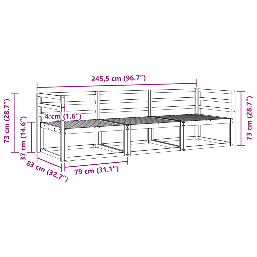Outdoor-Sofagarnitur 3 pcs Weiß 245,5 x 83 x 73 cm