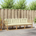 Outdoor-Sofagarnitur mit Kissen 3 pcs Weiß und Creme Polyester