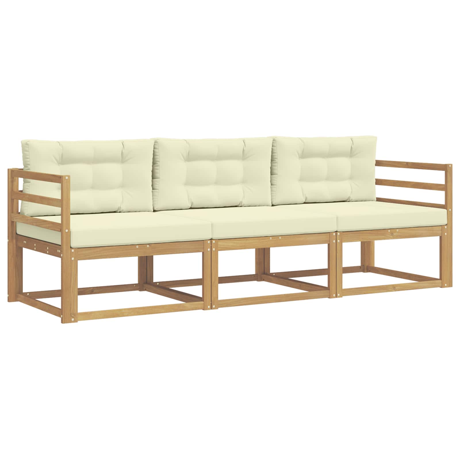 Outdoor-Sofagarnitur mit Kissen 3 pcs Weiß und Creme Polyester