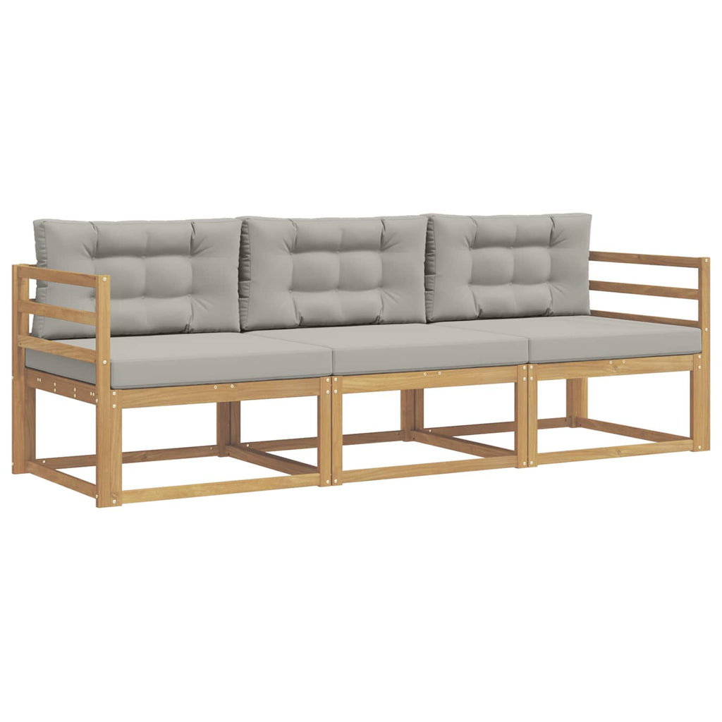 Outdoor-Sofagarnitur 3 pcs Weiß und Hellgrau Polyester