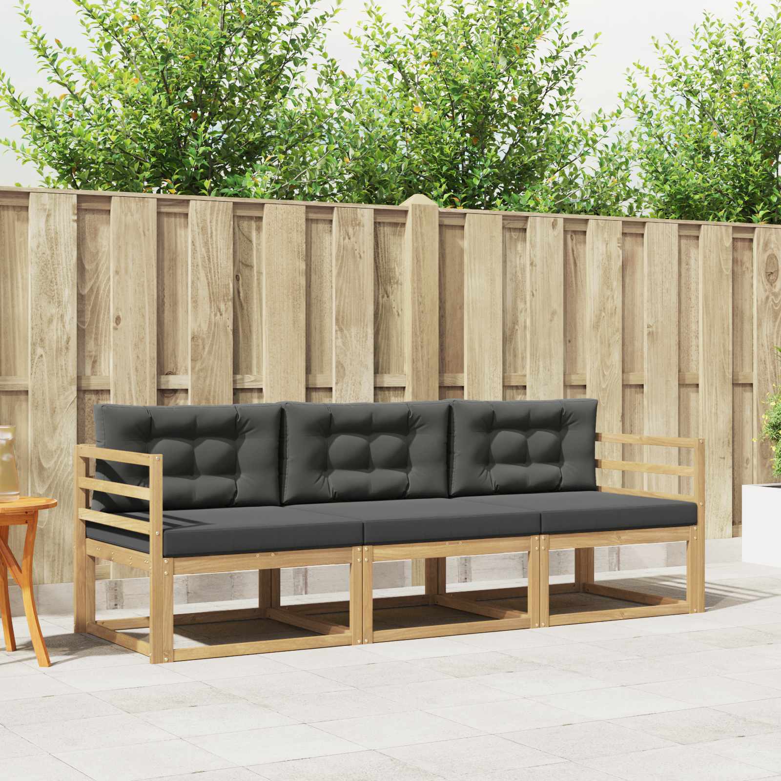 Outdoor-Sofagarnitur 3 pcs Weiß und Anthrazit Polyester