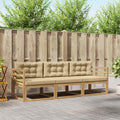Outdoor-Sofagarnitur mit Kissen 3 pcs Weiß und Beige Polyester