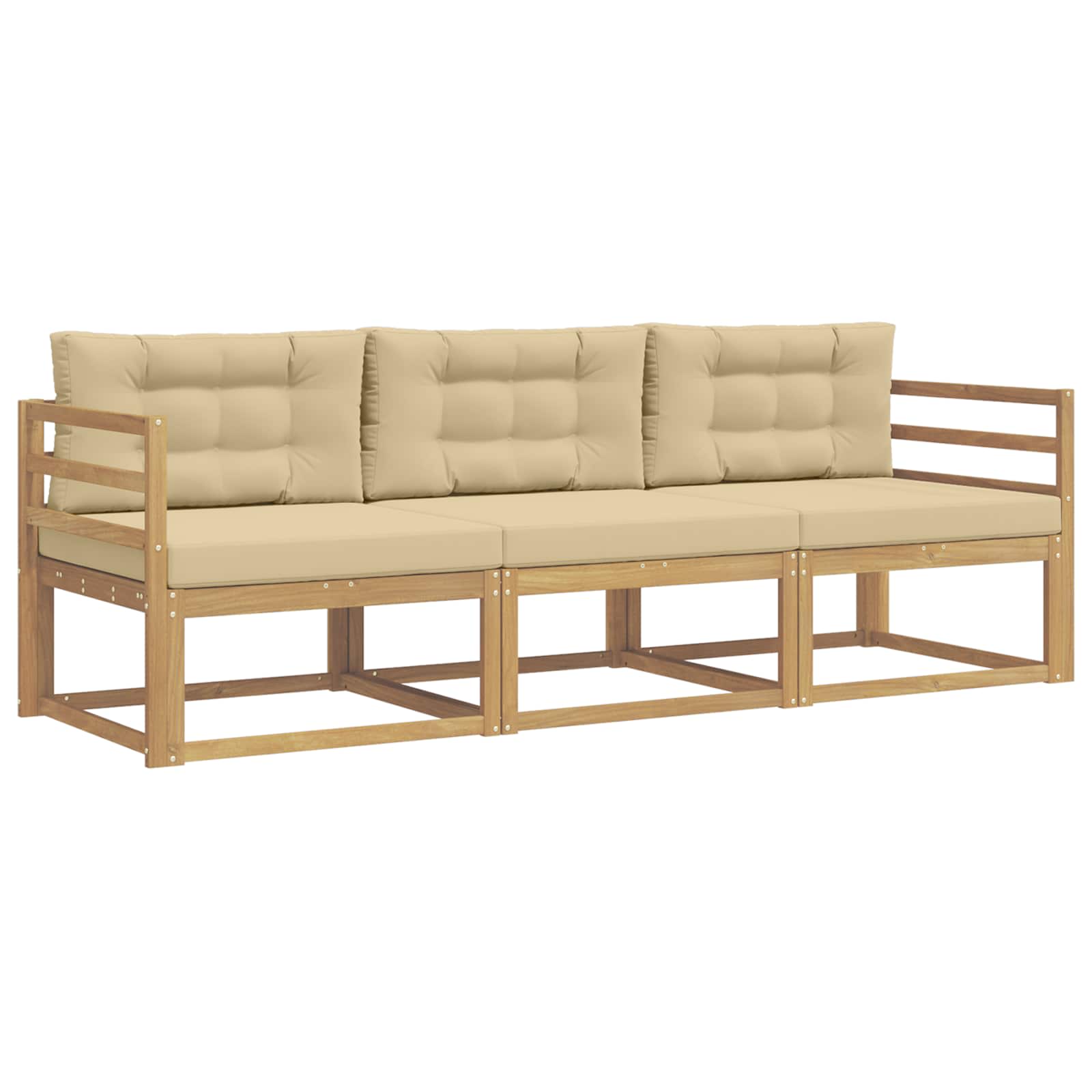 Outdoor-Sofagarnitur mit Kissen 3 pcs Weiß und Beige Polyester