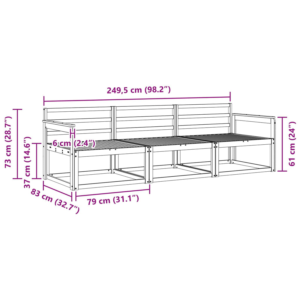 Outdoor-Sofagarnitur 3 pcs Weiß 249,5 x 83 x 73 cm