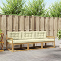Outdoor-Sofagarnitur mit Kissen 3 pcs Weiß und Creme Polyester