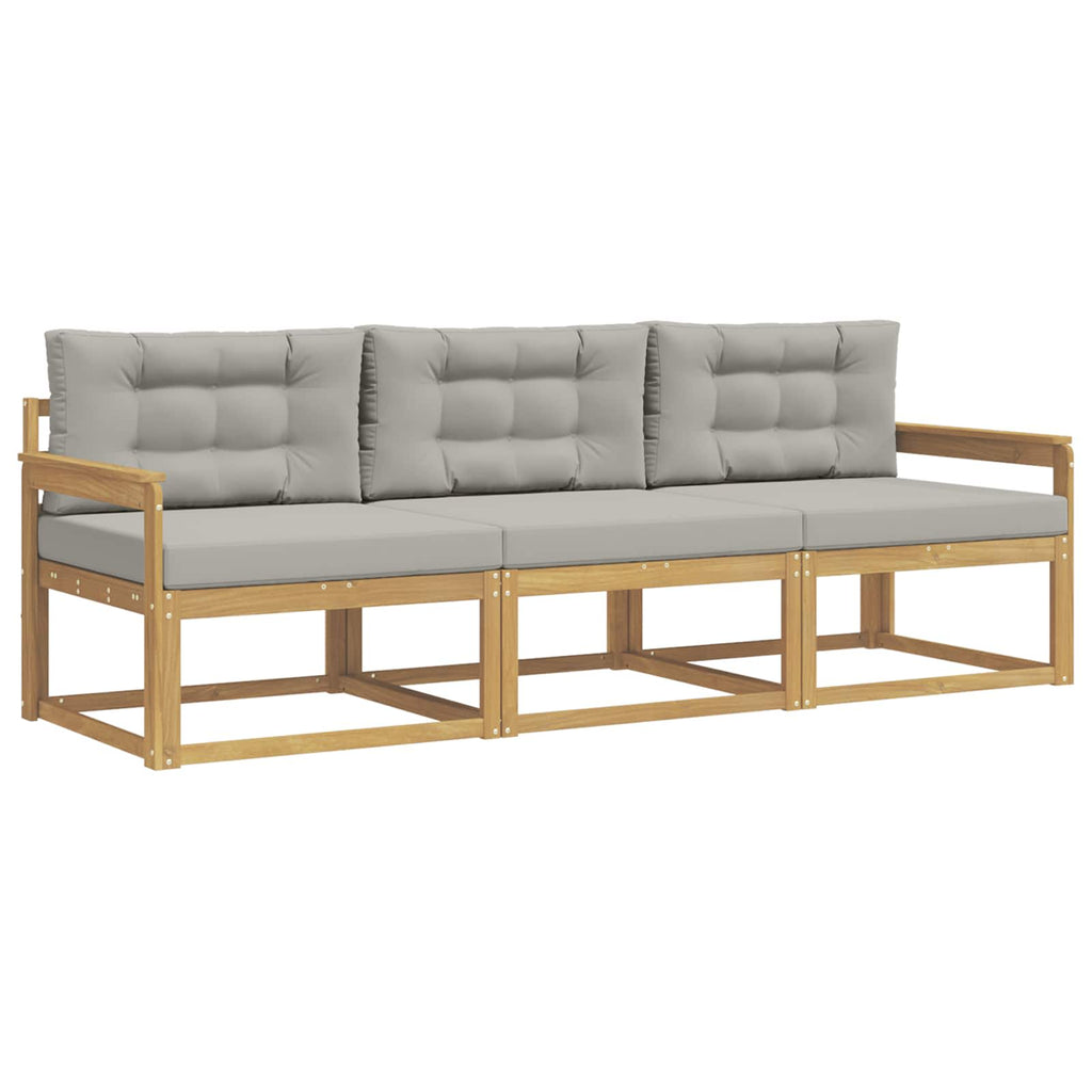 Outdoor-Sofagarnitur 3 pcs Weiß und Hellgrau Polyester