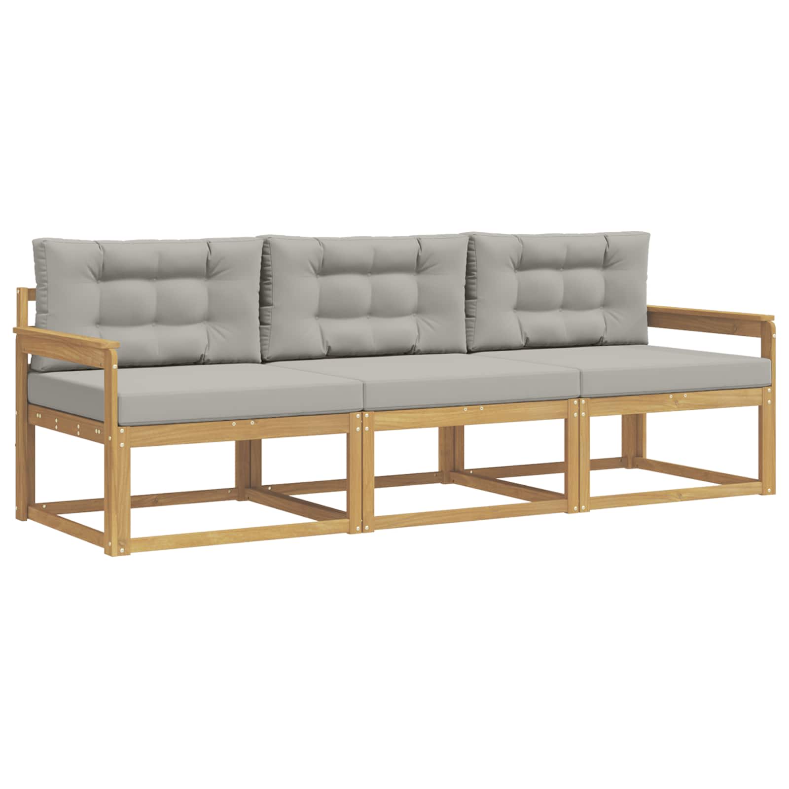 Outdoor-Sofagarnitur 3 pcs Weiß und Hellgrau Polyester