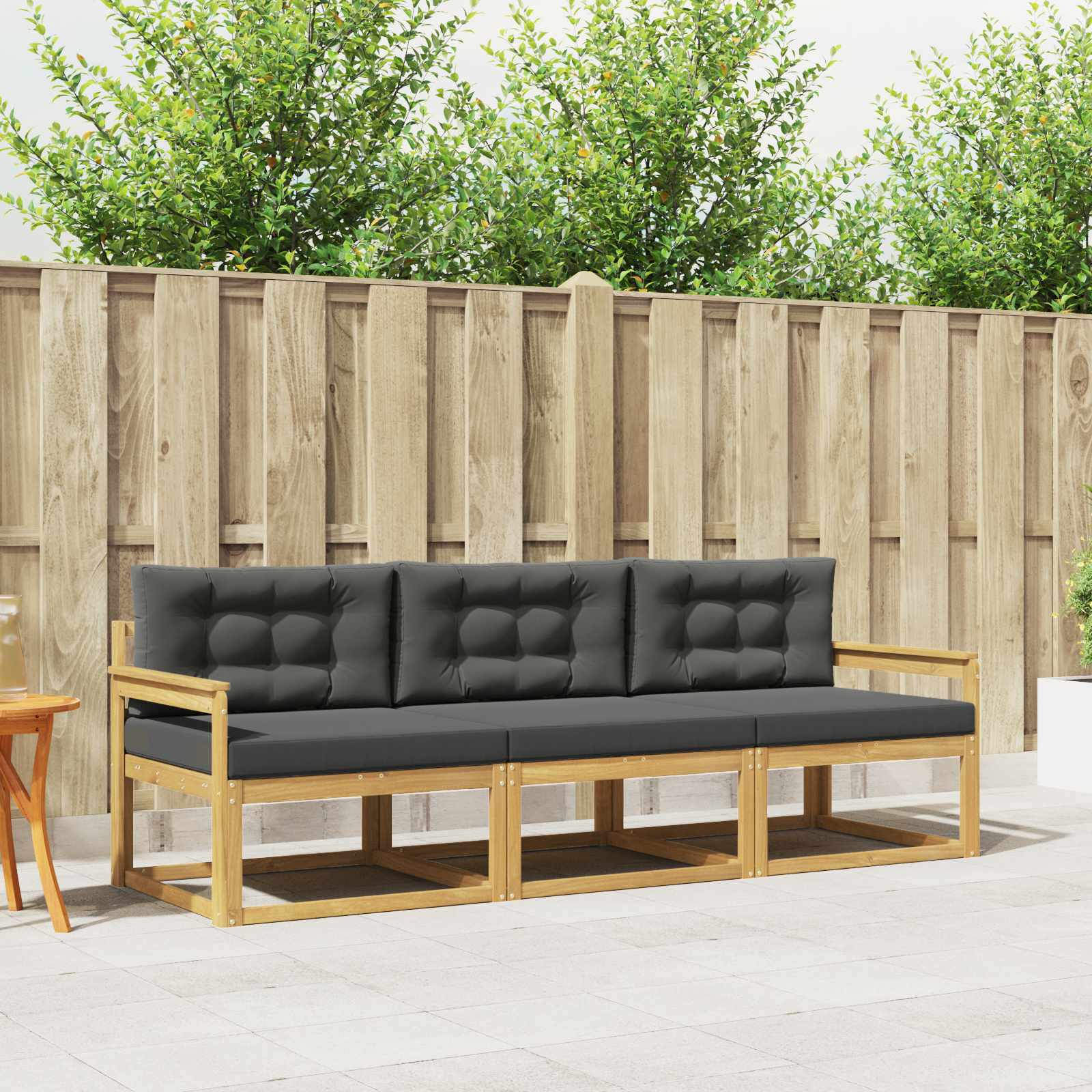 Outdoor-Sofagarnitur 3 pcs Weiß und Anthrazit Polyester