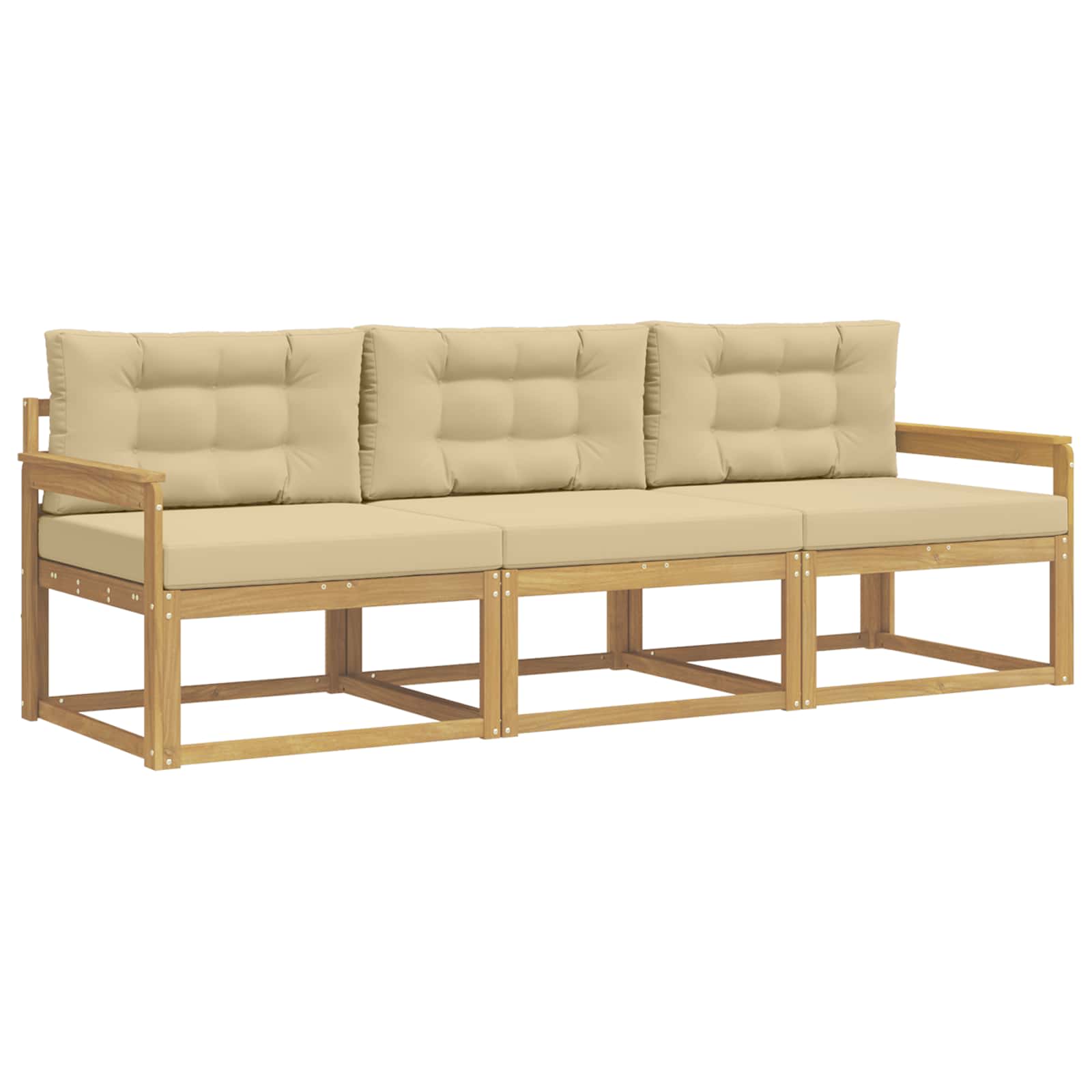 Outdoor-Sofagarnitur mit Kissen 3 pcs Weiß und Beige Polyester