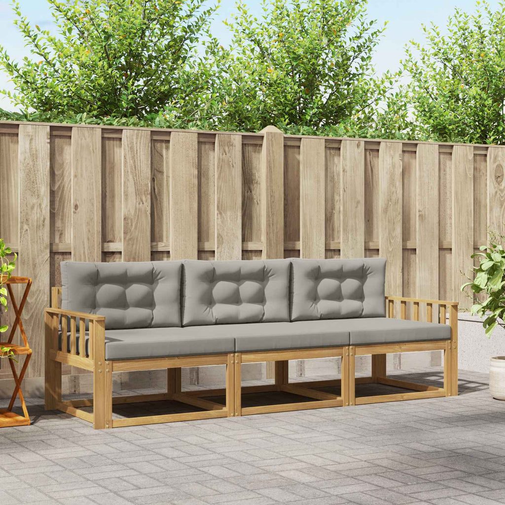 Outdoor-Sofagarnitur 3 pcs Weiß und Hellgrau Polyester