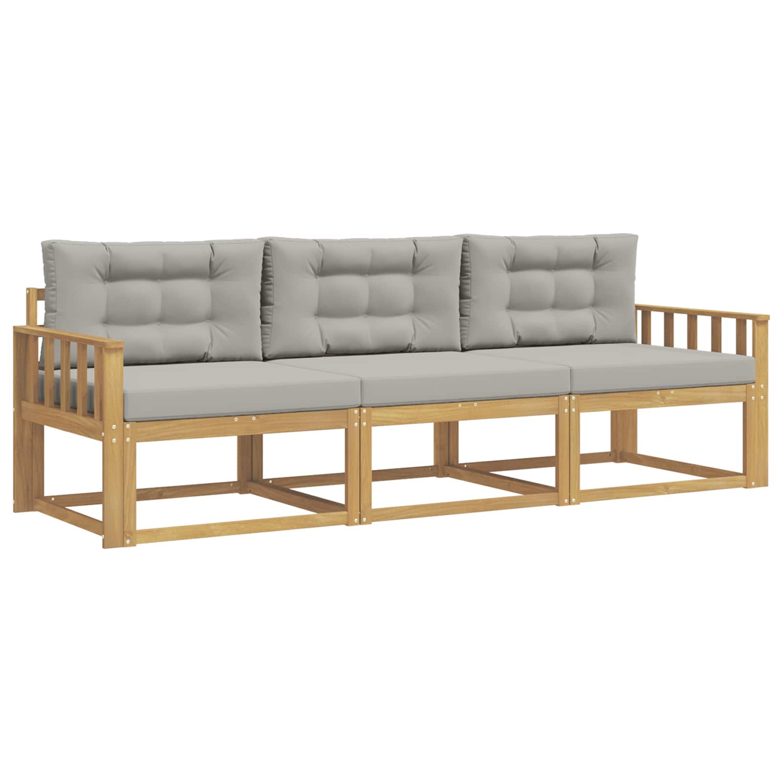 Outdoor-Sofagarnitur 3 pcs Weiß und Hellgrau Polyester