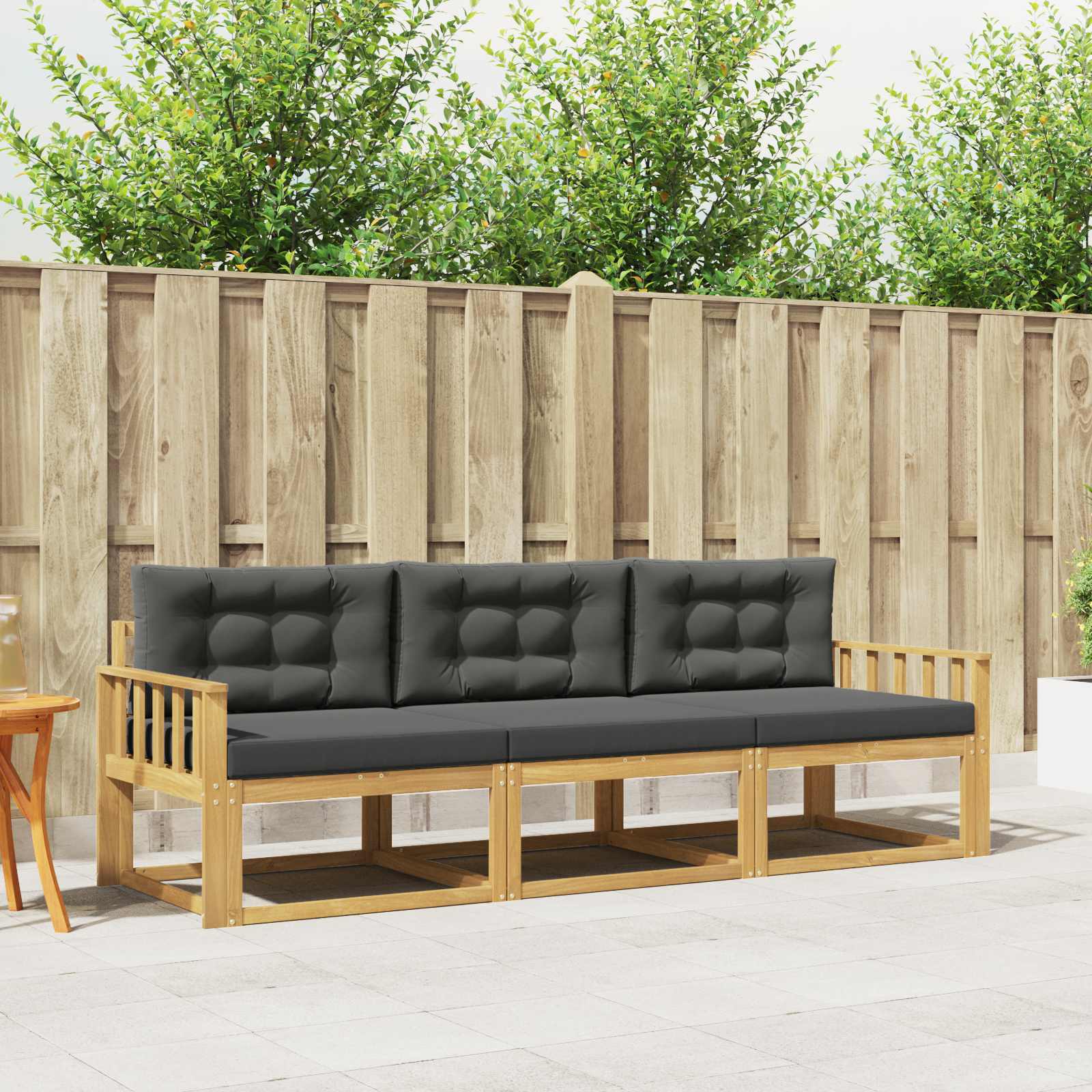 Outdoor-Sofagarnitur 3 pcs Weiß und Anthrazit Polyester