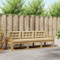 Outdoor-Sofagarnitur mit Kissen 3 pcs Weiß und Beige Polyester