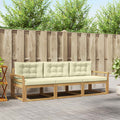 Outdoor-Sofagarnitur mit Kissen 3 pcs Weiß und Creme Polyester