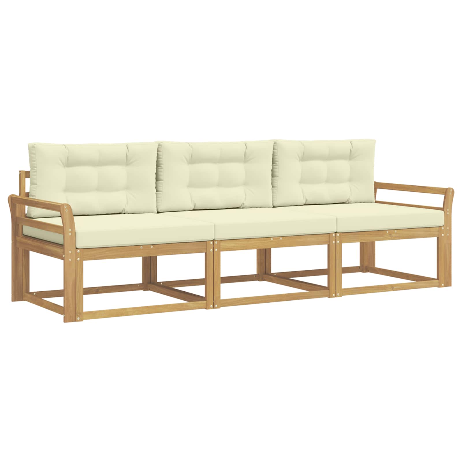 Outdoor-Sofagarnitur mit Kissen 3 pcs Weiß und Creme Polyester