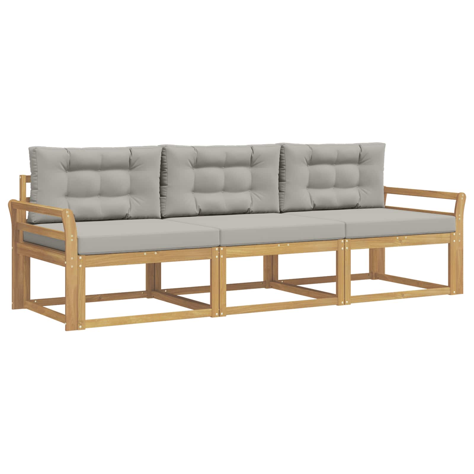 Outdoor-Sofagarnitur 3 pcs Weiß und Hellgrau Polyester