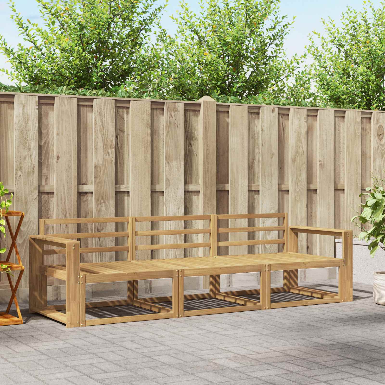 Outdoor-Sofagarnitur 3 pcs Weiß 257,5 x 83 x 73 cm