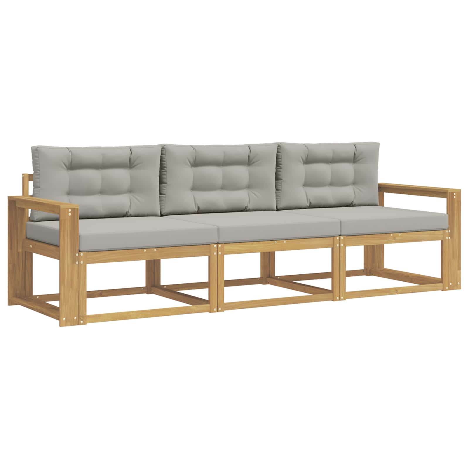 Outdoor-Sofagarnitur 3 pcs Weiß und Hellgrau Polyester