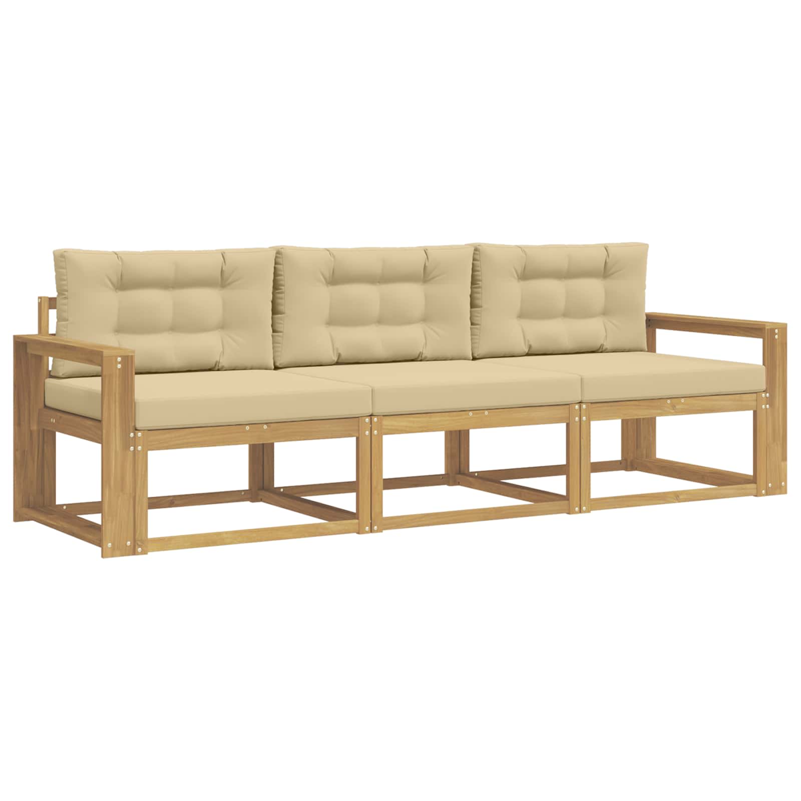 Outdoor-Sofagarnitur mit Kissen 3 pcs Weiß und Beige Polyester