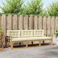 Outdoor-Sofagarnitur mit Kissen 3 pcs Weiß und Creme Polyester