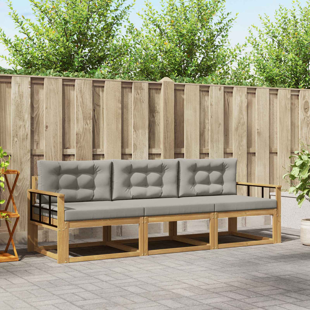 Outdoor-Sofagarnitur 3 pcs Weiß und Hellgrau Polyester