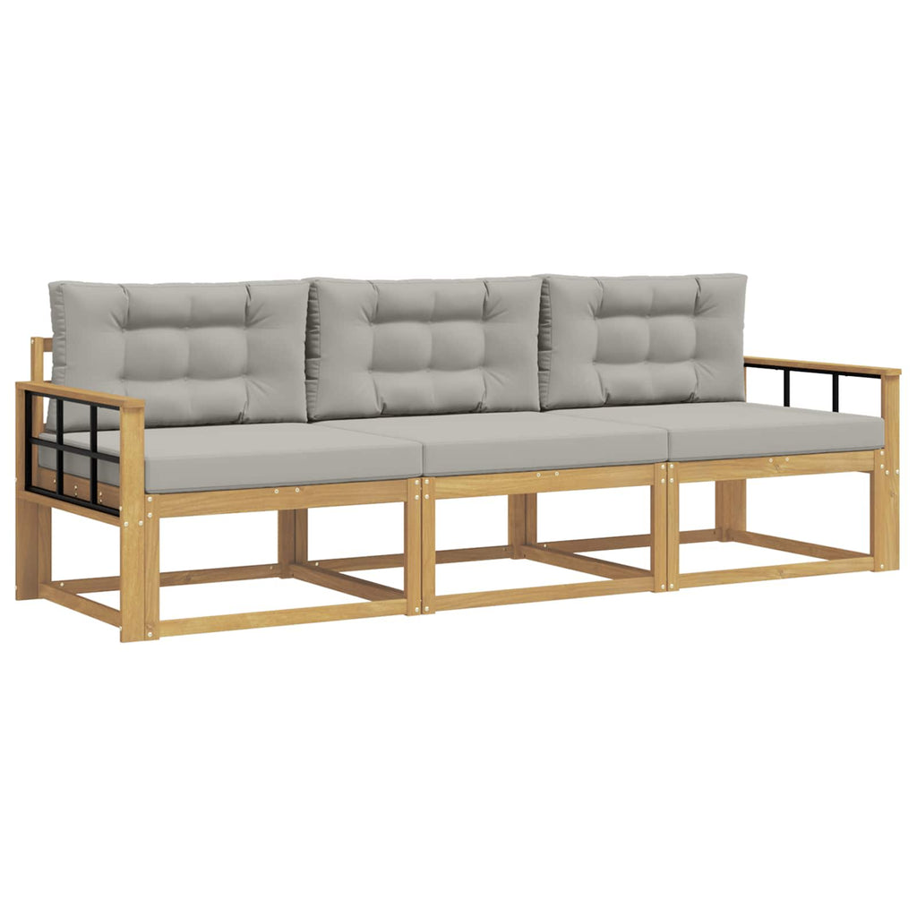 Outdoor-Sofagarnitur 3 pcs Weiß und Hellgrau Polyester