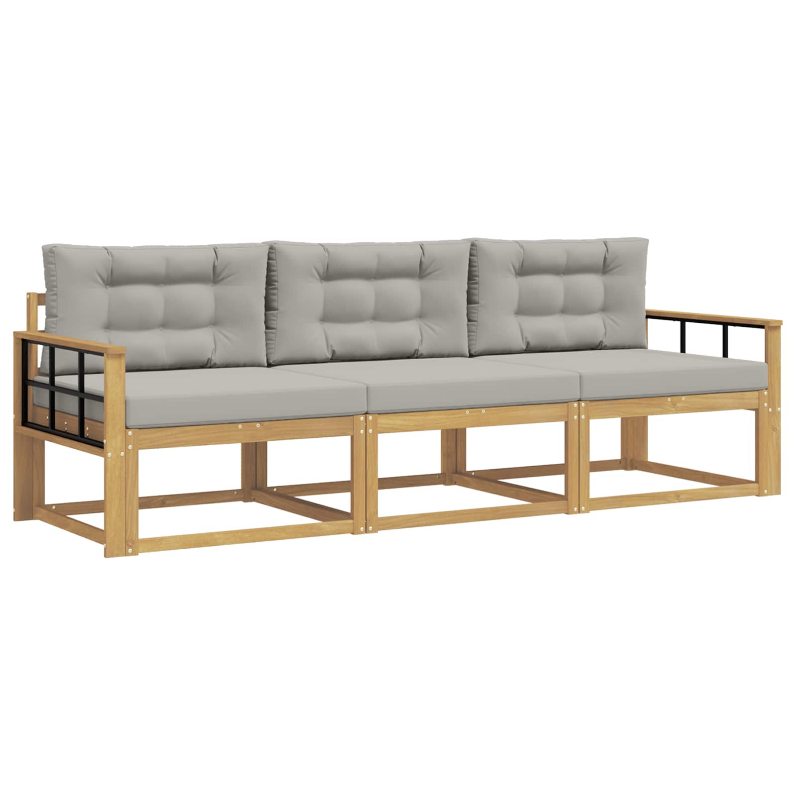 Outdoor-Sofagarnitur 3 pcs Weiß und Hellgrau Polyester