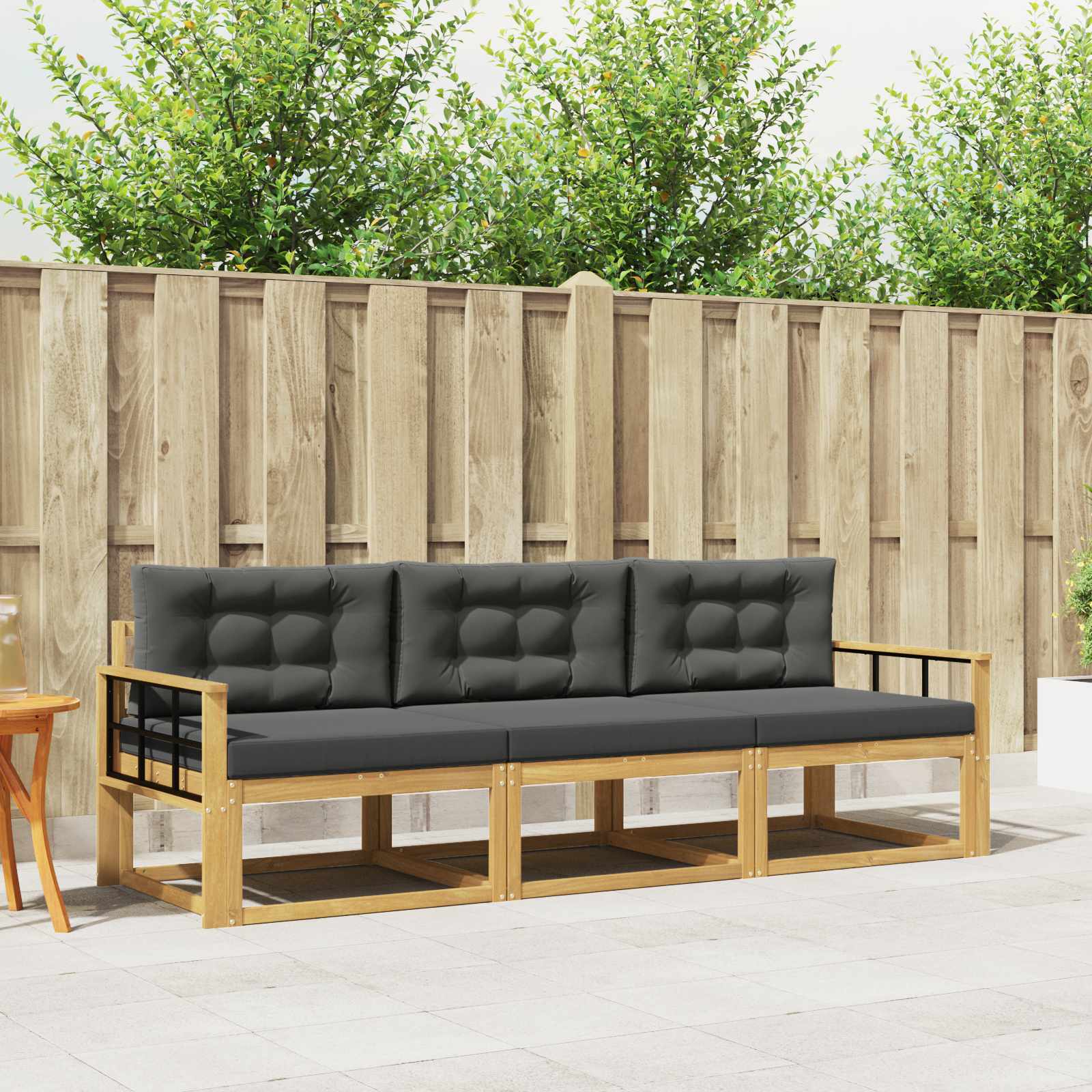 Outdoor-Sofagarnitur 3 pcs Weiß und Anthrazit Polyester