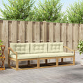 Outdoor-Sofagarnitur mit Kissen 3 pcs Weiß und Creme Polyester