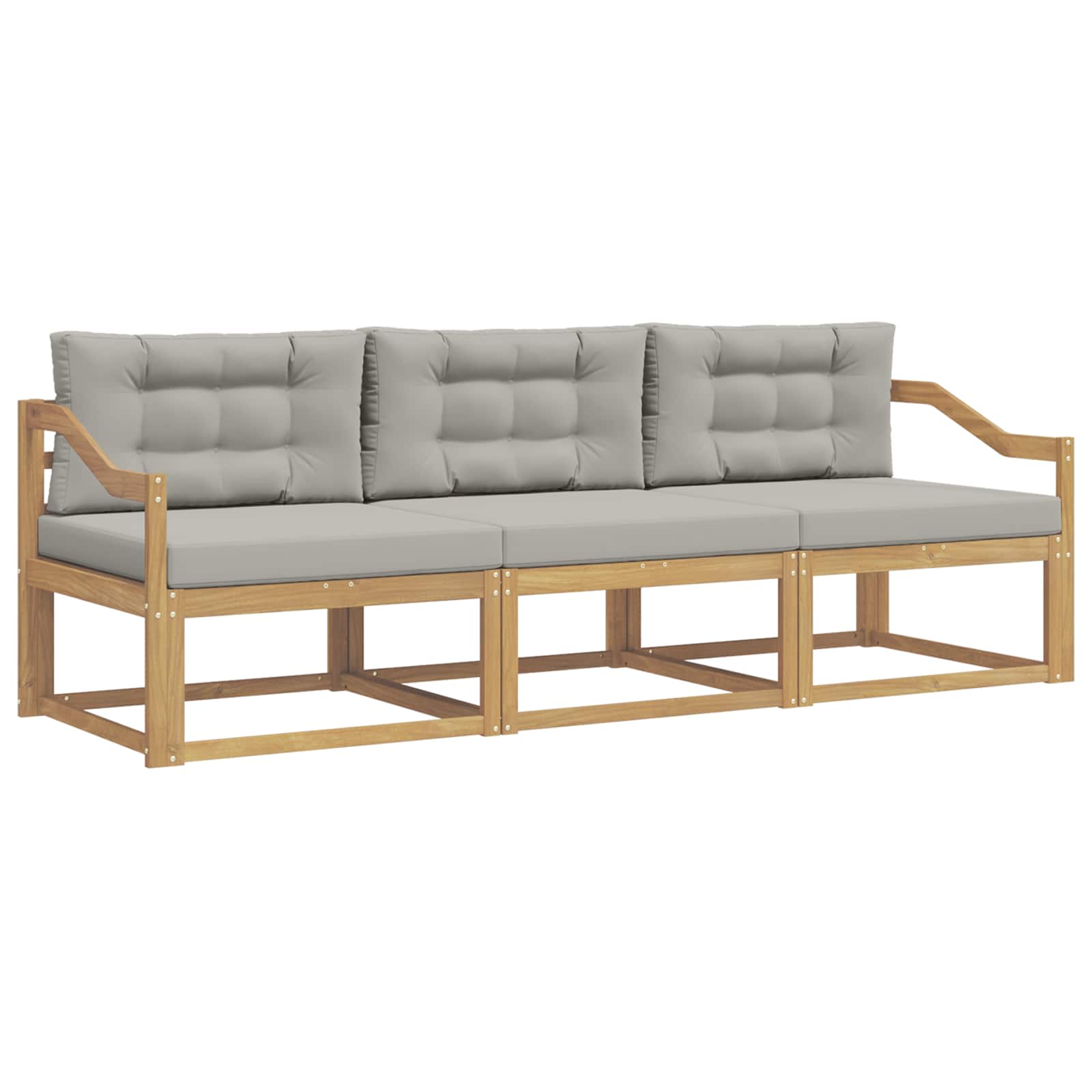 Outdoor-Sofagarnitur 3 pcs Weiß und Hellgrau Polyester
