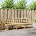 Outdoor-Sofagarnitur mit Kissen 3 pcs Weiß und Beige Polyester